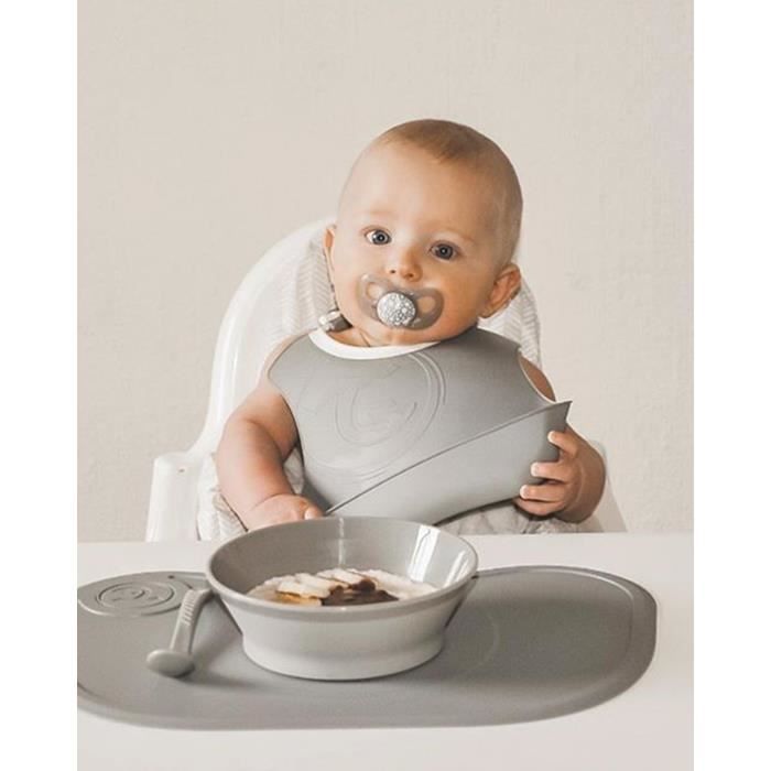 Assiette de dîner pour aliments complémentaires pour bébé, ventouse  tout-en-un en silicone pour couverts