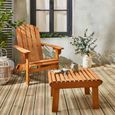 Fauteuil de jardin en bois avec repose-pieds/table basse - Adirondack Salamanca - Eucalyptus . chaise de terrasse retro-2