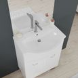Meuble de salle de bain sur pieds 65cm - Easy - Blanc brillant - 2 portes-2