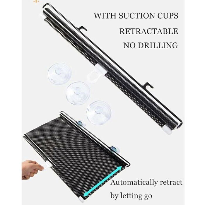 Store Enrouleur Occultant Avec Ventouses, Réglable Pour Fenêtre Sans