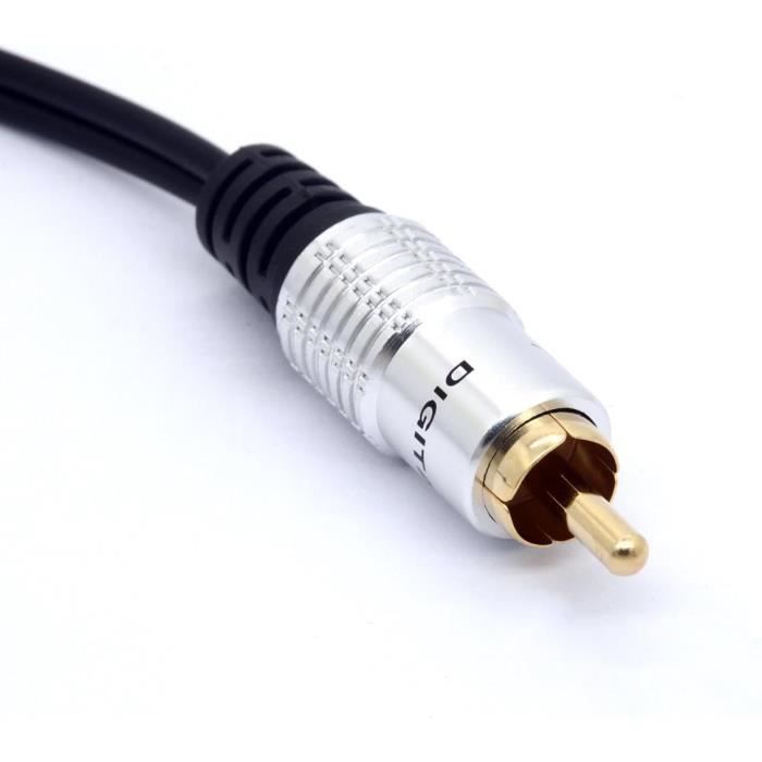 Devinal Câble répartiteur RCA/Phono RCA femelle vers adaptateur double mâle plaqué or, câble Y audio stéréo robuste (1 femelle vers 2 mâles) 10' (25 cm