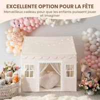 Tente Enfant Beige Avec Fenêtre – Tapis De Jeu Inclus – Intérieur/extérieur – Dès 3 Ans – Montage Facile
