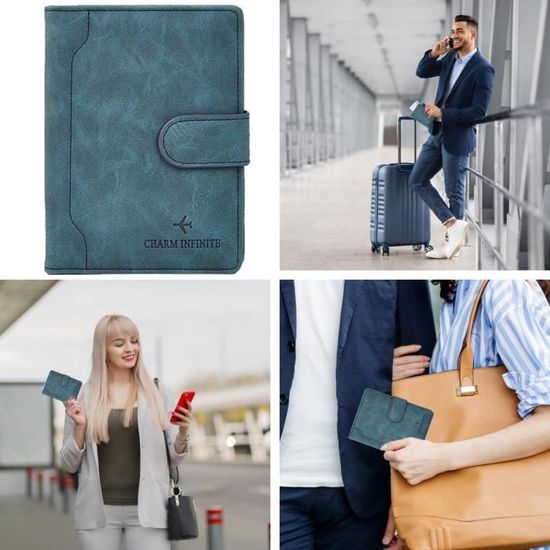 Porte-passeport En Cuir VULKIT Avec Blocage RFID - Portefeuille De Voyage Pour Cartes, Billets, Passeport