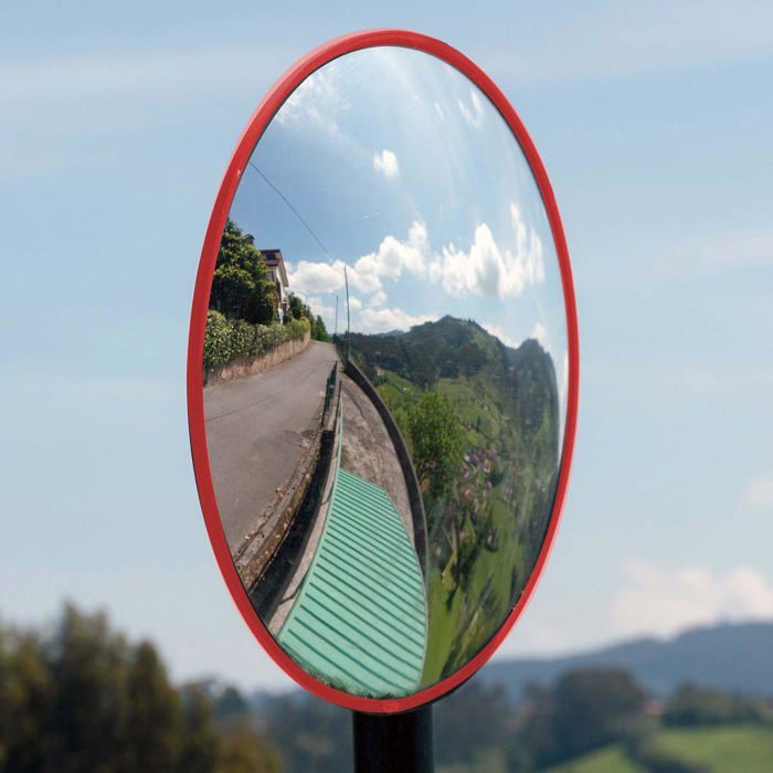 Miroir De Circulation Convexe 40 Cm - Miroir De Sécurité Trafic En Acrylique Incassable Pour Extérieur