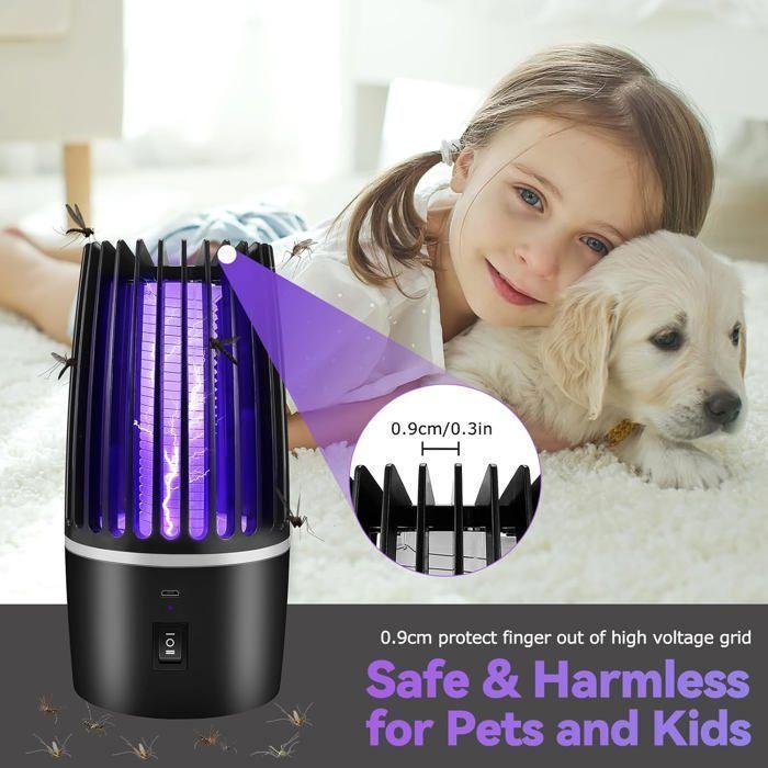 Lampe Anti-moustique 2 En 1 – Étanche IPX5, USB Rechargeable, Portable