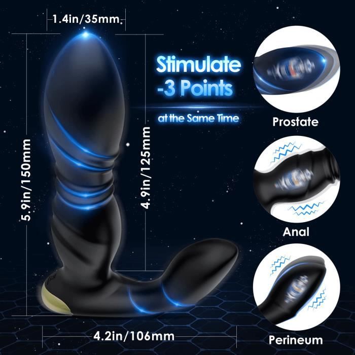 Plug Anal Vibrant Avec Télécommande - USB Rechargeable - Pour Homme Et Femme - Noir En Silicone Souple
