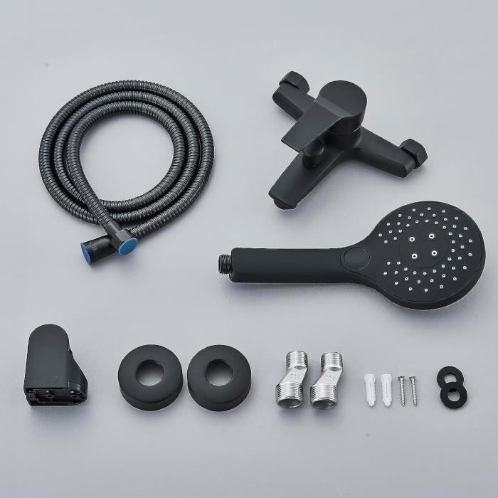 Robinet De Baignoire Avec Douchette Noir Montage Mural Pour Salle De Bain Douchette A Main 5 Modes 97981264