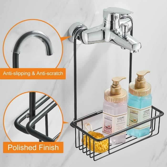 Étagère De Douche Suspendue - Sans Perçage | Acier Inox SS304 | Range-Bouteilles Robinet | 30cm