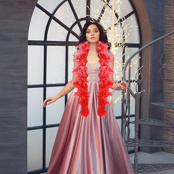 LICHENGTAI Boa En Plumes 2 Mètres – Écharpe Moelleuse Pour Déguisement, Mariage Et Fête