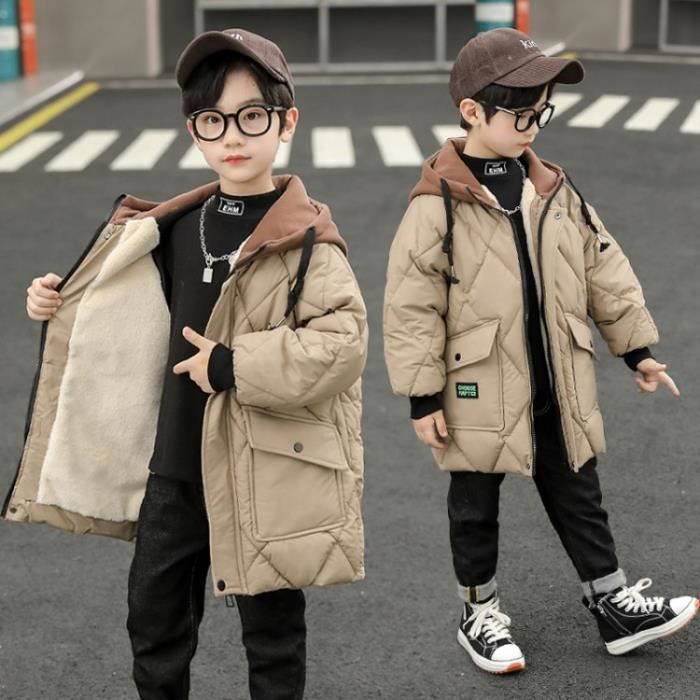 Fashion Manteau Enfant Garçon Epaisse Chaude Mi-Longue Doublure en