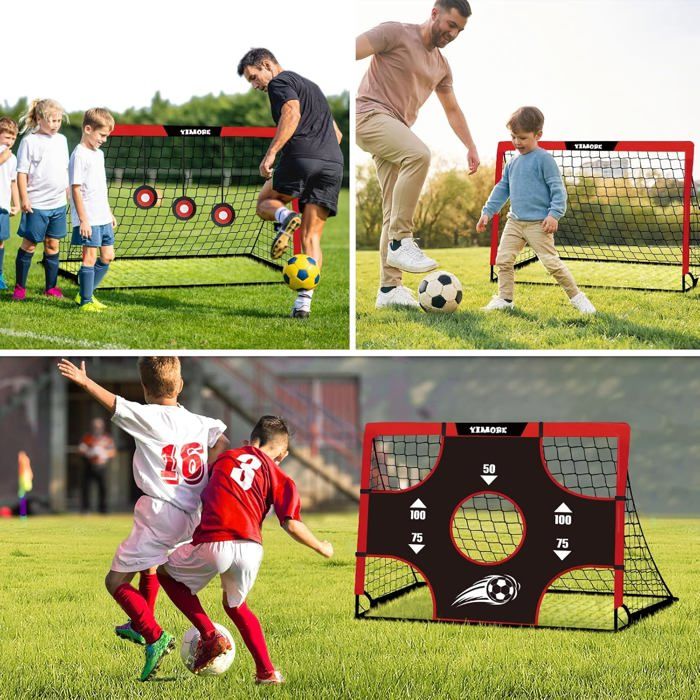 Set 2 Buts De Football Enfant 1,2x0,9 M – Avec Ballon, Pompe, Cônes, Piquets Et Sac De Transport – Pour Jardin, Parc, Plage