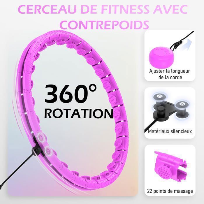 Cerceau Intelligent Lesté I0I&I0I - Fitness Et Massage 2 En 1, Réglable, Pour Affiner La Taille Et Abdos
