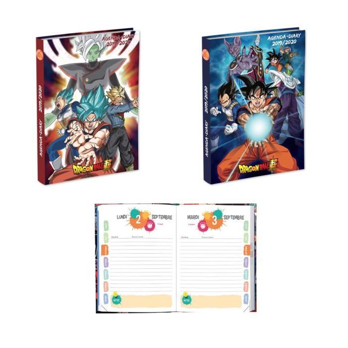 DRAGON BALL SUPER Agenda scolaire 320 pages - 1 jour par page - 120 x 170 mm - Couverture souple pelliculée 2 visuels