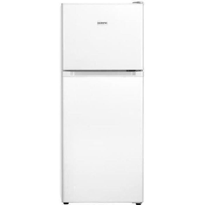 OCEANIC OCEAF2D134W Réfrigérateur - 134L (95L + 39L) - 2 portes - Congélateur haut - Froid statique L 48 x H 126,5 cm - Blanc