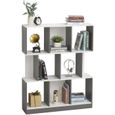 Bibliothèque étagère meuble de rangement 3 niveaux design contemporain MDF E1 bicolore gris blanc-0