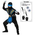 Panoplie ninja bleu enfant luxe et accessoires - plusieurs tailles -vidéo-0