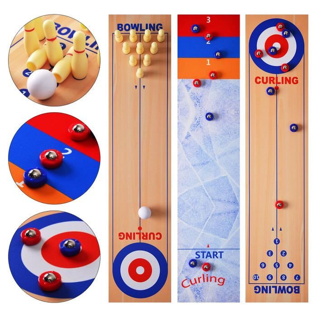 With Sand Mini Curling De Table - Jeu De Palet Voyage Compact - Tapis 100 Cm, 8 Pierres - Pour Enfants Et Adultes - Idéal Fêtes Et Famille