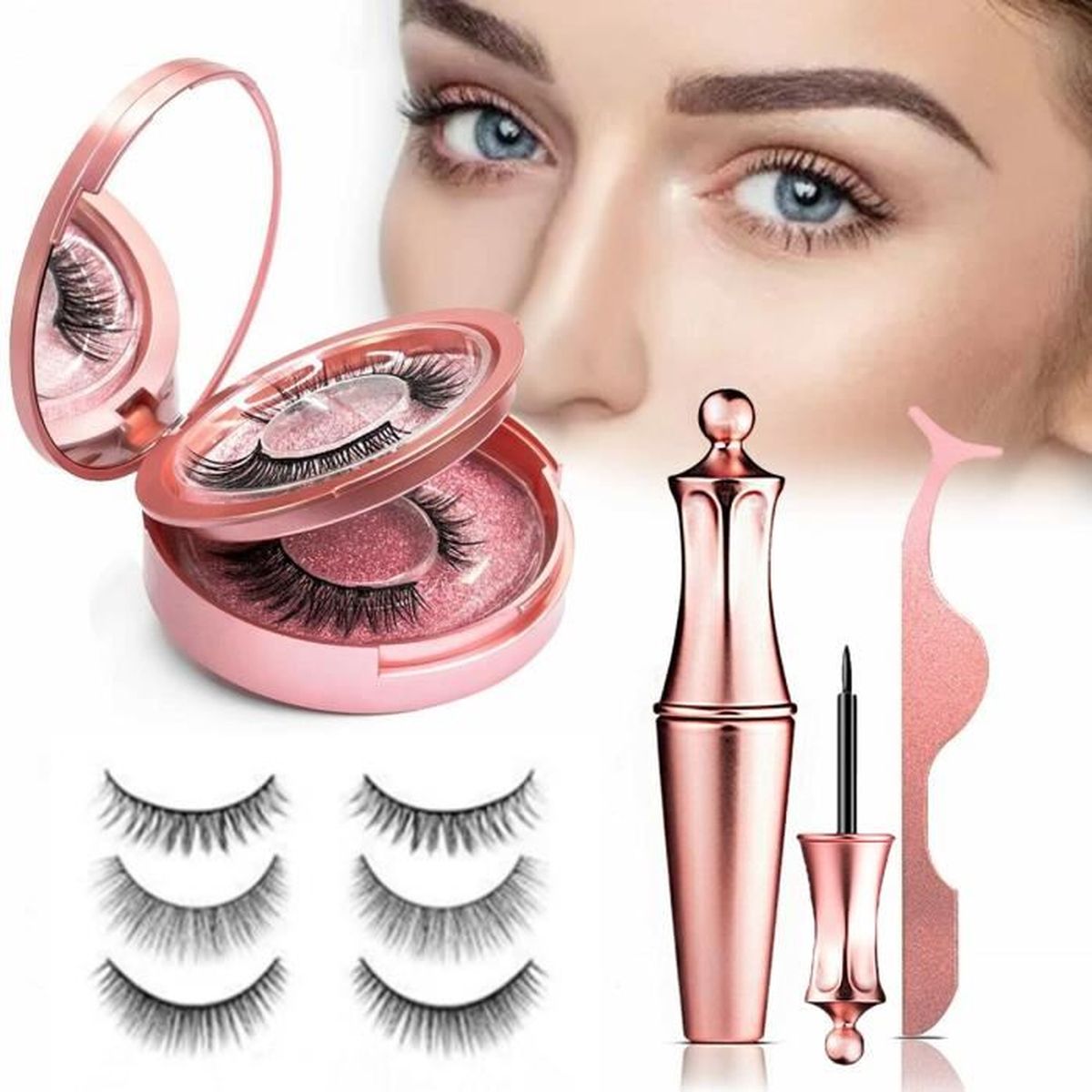 Cils Magnétiques 3D Vison Avec Eyeliner - Livraison Express 24/48h - Neuf