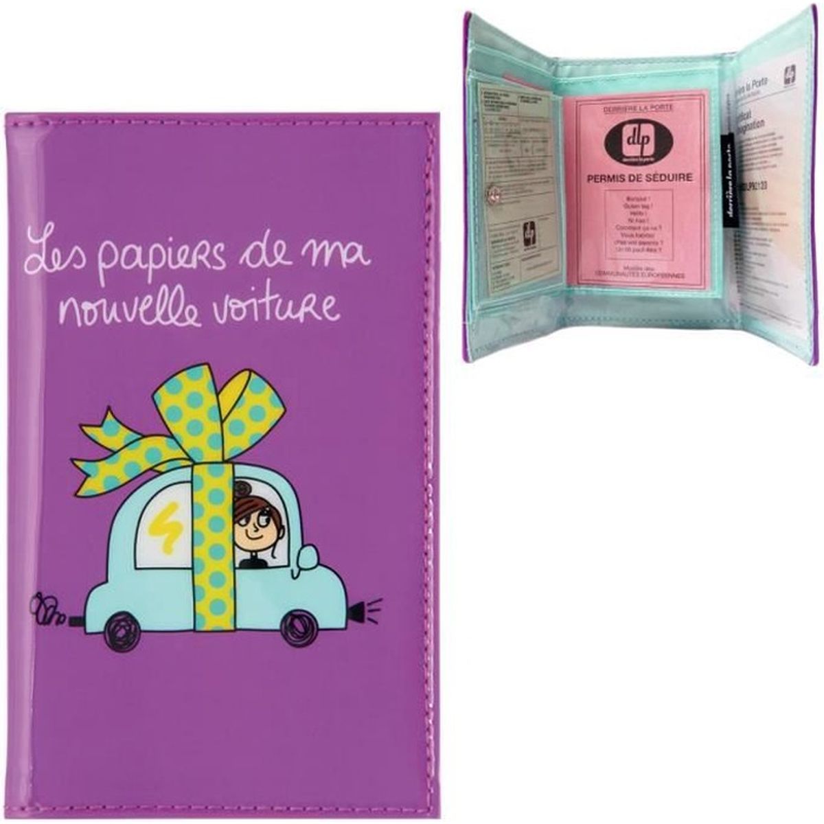 Pochette Papiers MA NOUVELLE VOITURE Permis de Conduire Carte Grise Idée Cadeau Humoristique
