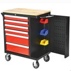 Servante d'atelier plateau bois - 6 tiroirs - DEFPRO - Acier - Rouge