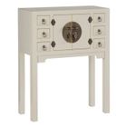 TOUSMESMEUBLES Console 2 portes, 6 tiroirs Blanc Cassé Meuble Chinois - PEKIN - L 63 x l 26 x H 80
