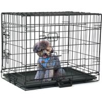 Cage Caisse de Transport Pliante avec 2 porte pour Chien en métal Noir 63 x 44 x 50.5 cm