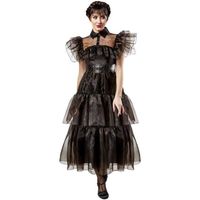 Déguisement robe de bal Mercredi Addams femme - Licence officielle - Satin, maille et tulle - Noir