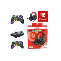 PACK Manette SWITCH Bluetooth Color stain Nintendo PRO GAMING + CASQUE ROUGE SWITCH PRO-EC40 SWITCH EDITION
