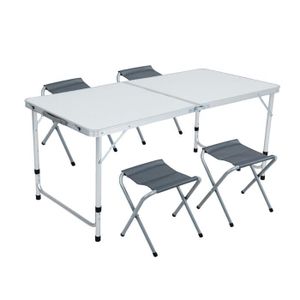 TABLE ET CHAISES CAMPING Table de camping blanche avec 4 chaises pliantes g