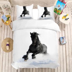 Cheval Noir Housse /& 2 X Housse D/'Oreiller Set Neuf Animal Literie Set