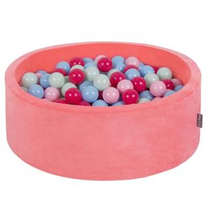 PISCINE À BALLES Piscine À Balles + 300 balles colorées 7 cm - KiddyMoon - Rose Pastèque: Rose Poudré-Rose Foncé-Babyblue-Menthe