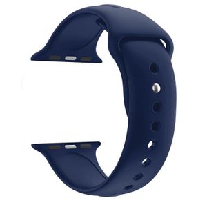 BRACELET MONTRE CONNEC. [Compatible Apple iWatch 40 mm] Bracelet Silicone Bleu Foncé Souple Taille M-L Sport Mixte Remplacement Montre