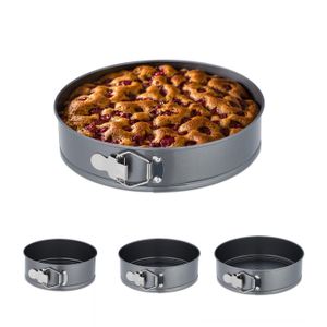 Lot De 4 Moules à Gâteau à Charnière Relaxdays - 12, 14, 16, 18 Cm, Acier Carbone Antiadhésif, Anthracite