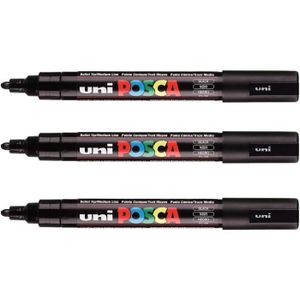 MARQUEUR POSCA Mitsubishi Pencil - 3 Marqueurs Noirs PC5M - Pointe Conique Pointe Moyenne - Marqueur Peinture à Base d'Eau - Tout Support86