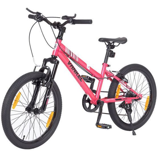 Vélo De Ville 20'' 6 Vitesses – Rose, Cadre Acier, Frein V Avant Et Tambour Arrière, Phare LED, Siège Réglable (66-81 Cm) – Pour Adolescents, Taille 1,54-1,70 M – Jusqu'à 90 Kg