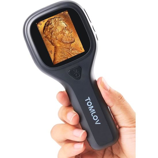 TOMLOV P10 Microscope Numérique pour Adultes Enfants avec Écran 2, Loupe de Poche avec Lumière pour Pièces Défectueuses, Loupe Numérique pour Trichomes, Loupe de Bijoutier pour Collectionneur