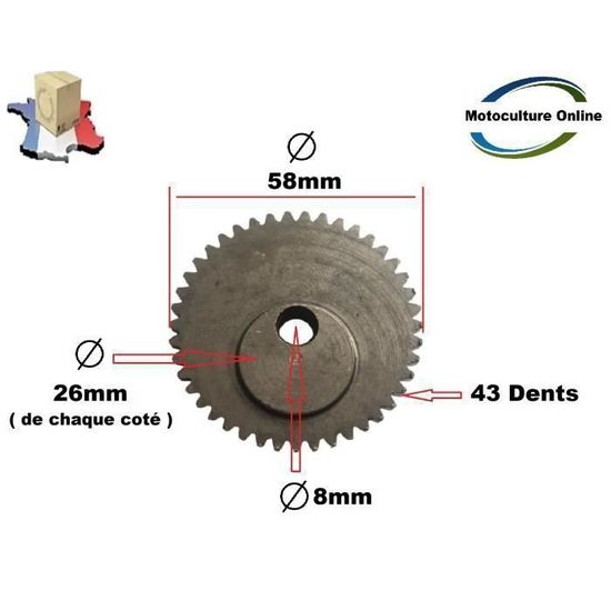 Pignon Couronne 43 Dents Pour Taille-haie Orientable - Pièce D'origine Constructeur - Machine Multifonction