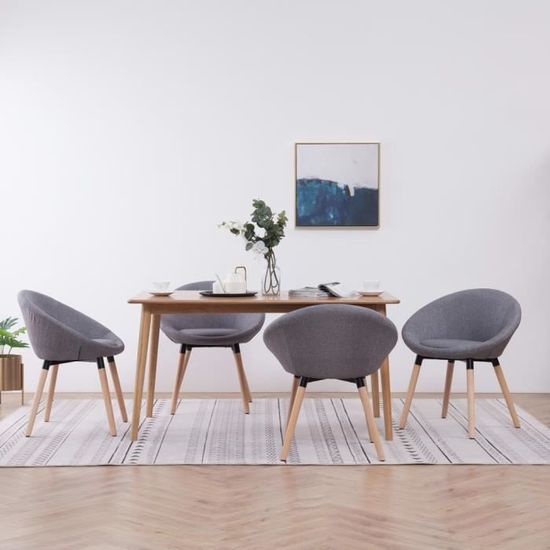 #84306 4 x Chaises de salle à manger Professionnel - Chaise de cuisine Chaise Scandinave - Gris clair Tissu Parfait