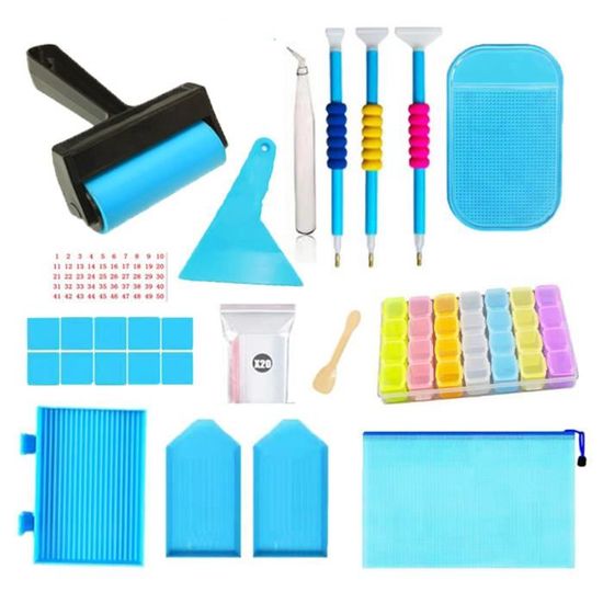 Flearitzo Boîte De Rangement Diamond Painting 64 Compartiments - Organisateur Transparent Avec 64 Étiquettes Pour Perles, Diamants Et Accessoires De Bricolage