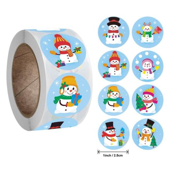 1000 Autocollants De Noël Ronds - 2 Rouleaux - Diamètre 2,5 Cm - Pour Emballage Cadeaux, Déco DIY - Papier De Qualité - Rouge