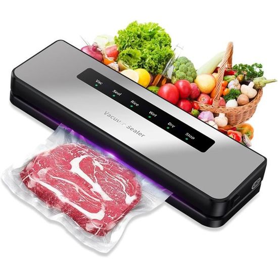 Machine Sous Vide Alimentaire 5 En 1 - Modes Sec/humide, 90 KPa, Avec 10 Sacs Inclus