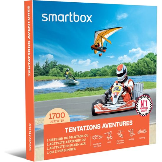 SMARTBOX - Coffret Cadeau - TENTATIONS AVENTURE - 1700 activités : conduite sportive, vol en ULM, kayak et bien d'autres