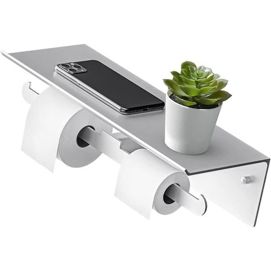 Porte Papier Toilette Mural HITSLAM - Acier Inox 304, Noir, Anti-rotation, Avec Vis
