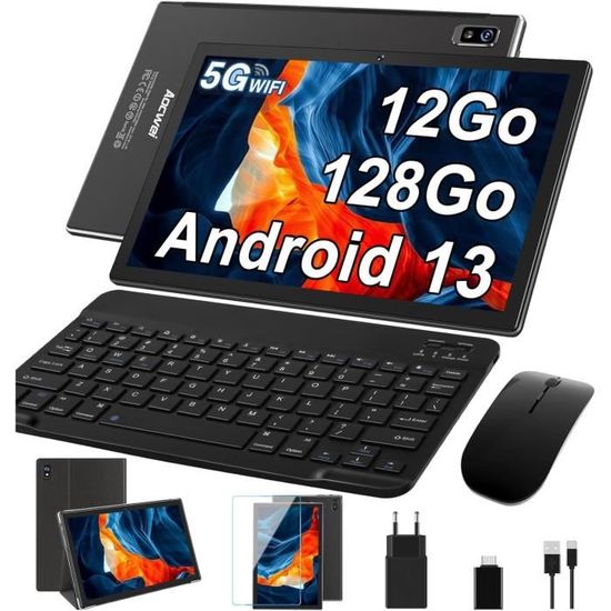 Tablette Android 14 ZIOVO 10 Pouces - 22Go RAM + 128Go ROM - Clavier Et Souris Inclus - Bleu