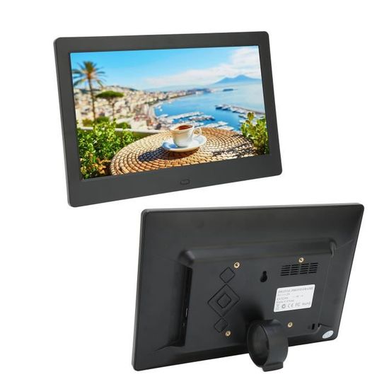 Cadre Photo Numérique YOUYU 10 Pouces IPS - Télécommande, USB/SD, Horloge, Réveil - Blanc