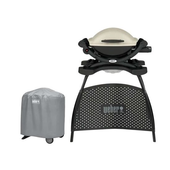 Weber Housse Barbecue Q1000/Q2000 Avec Chariot – Protection Étanché & Respirante, Fermeture Velcro, Noir (7120)