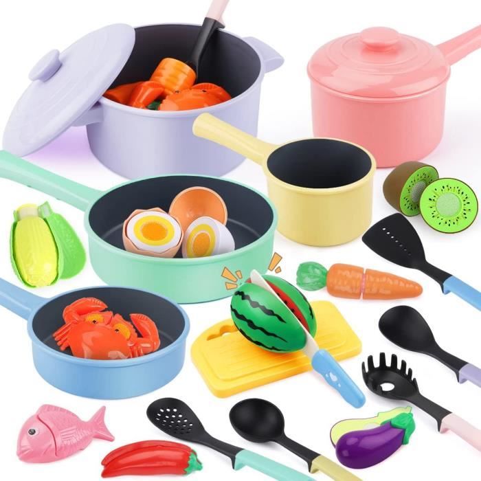 kramow Dinette Enfant, Kit de Cuisine pour Enfants, Jouet à Légumes et Fruits, Jouets
