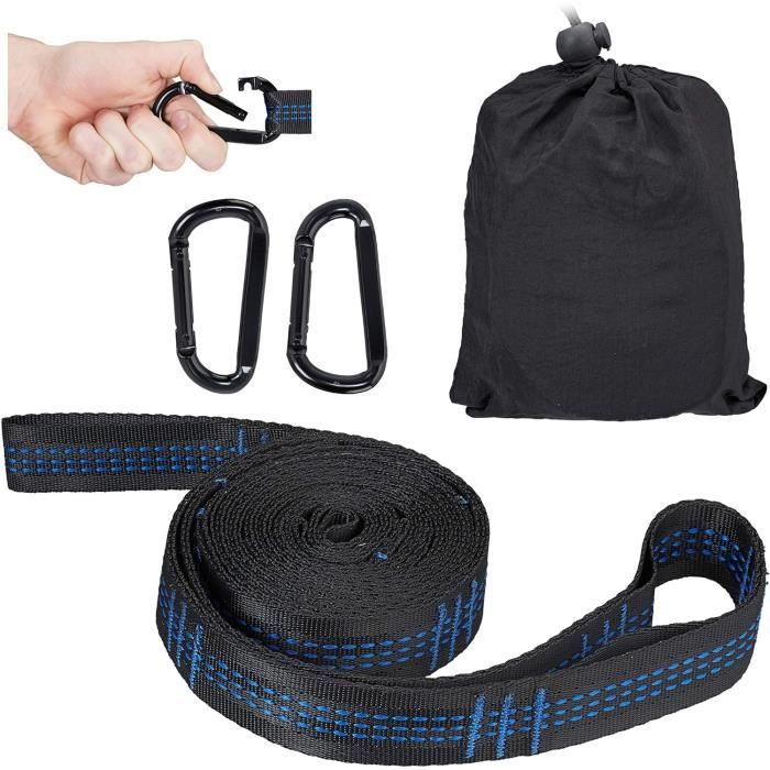 Ensemble Sangles Hamac Avec Mousquetons - Fixation Robuste 300kg Polyester Pour Camping Et Balançoire
