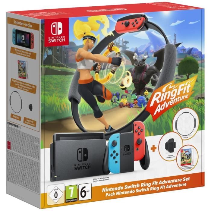 Console Nintendo Switch • Bleu Néon & Rouge Néon + Ring Fit