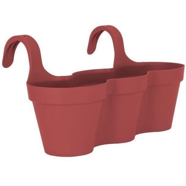 ARTEVASI Jardinière Pot de fleurs pour balcon Capri Individ - 30,5 x 54 x H 28 cm - 11 L - Rouge fon
